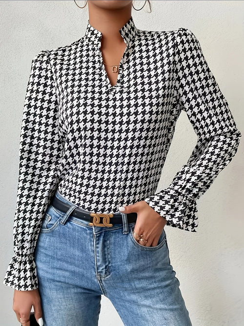 Houndstooth Print - Blouse CAAYWORLD