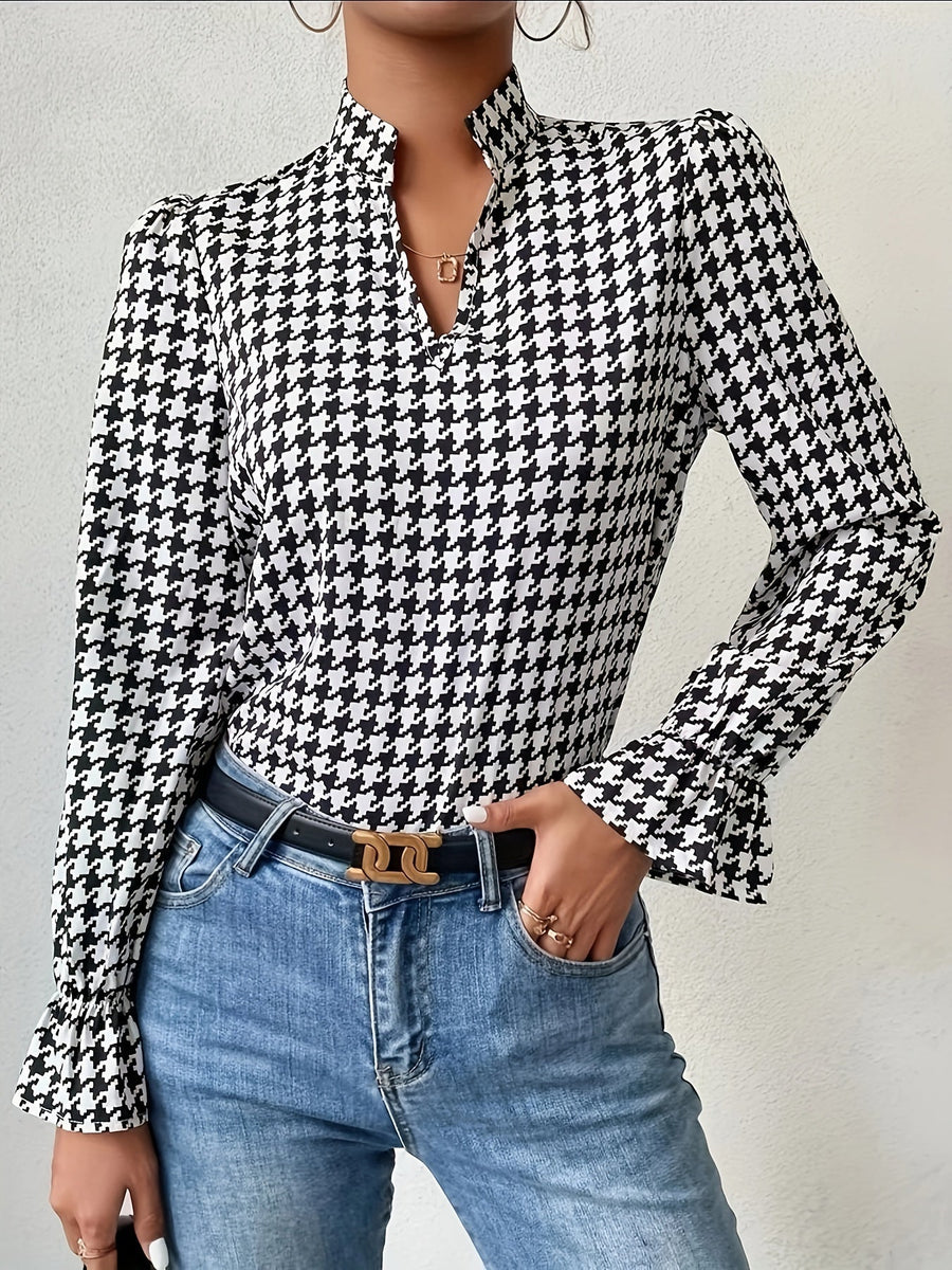 Houndstooth Print - Blouse CAAYWORLD