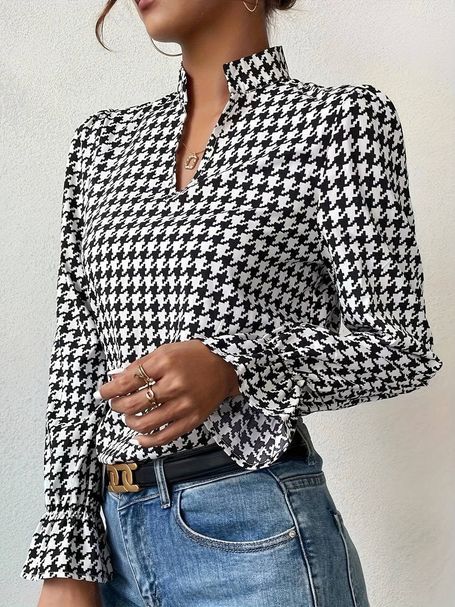 Houndstooth Print - Blouse CAAYWORLD