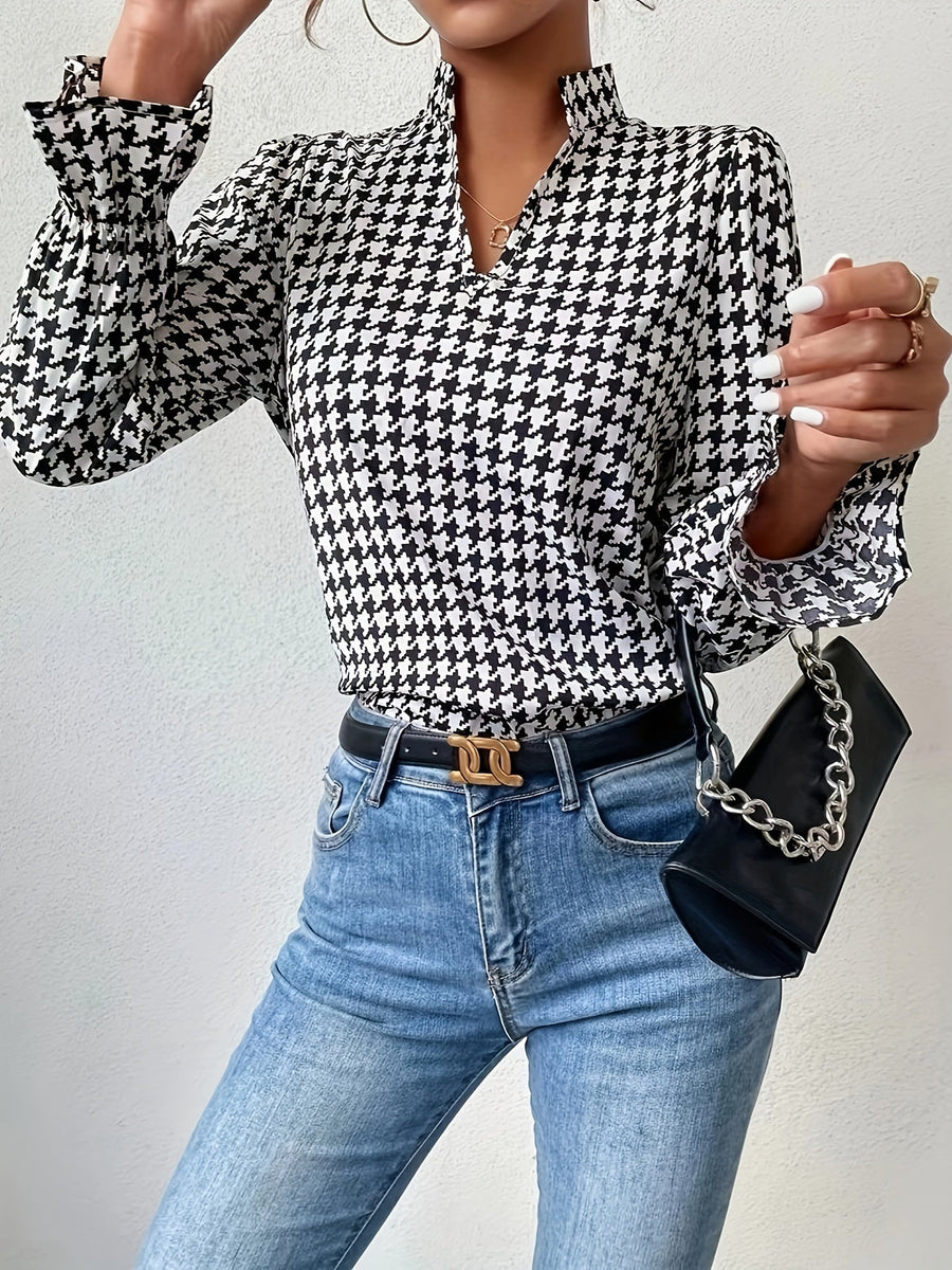 Houndstooth Print - Blouse CAAYWORLD