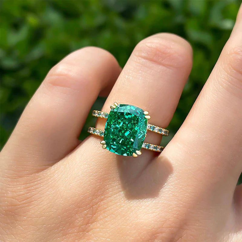 Paraiba Tourmaline Double Hollow Band Engagement Ring In Sterling Silver Shineofdiamond