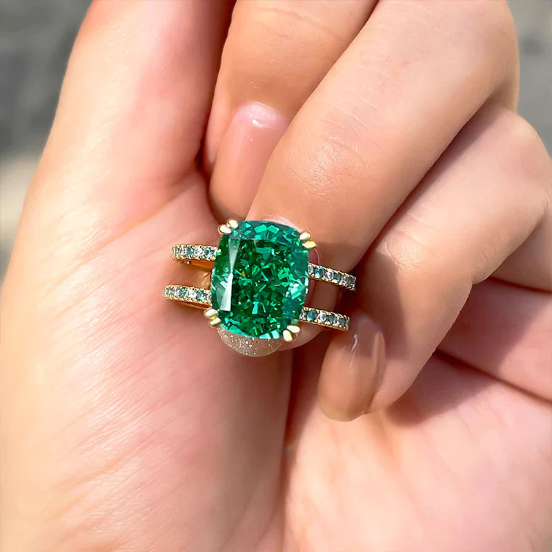 Paraiba Tourmaline Double Hollow Band Engagement Ring In Sterling Silver Shineofdiamond
