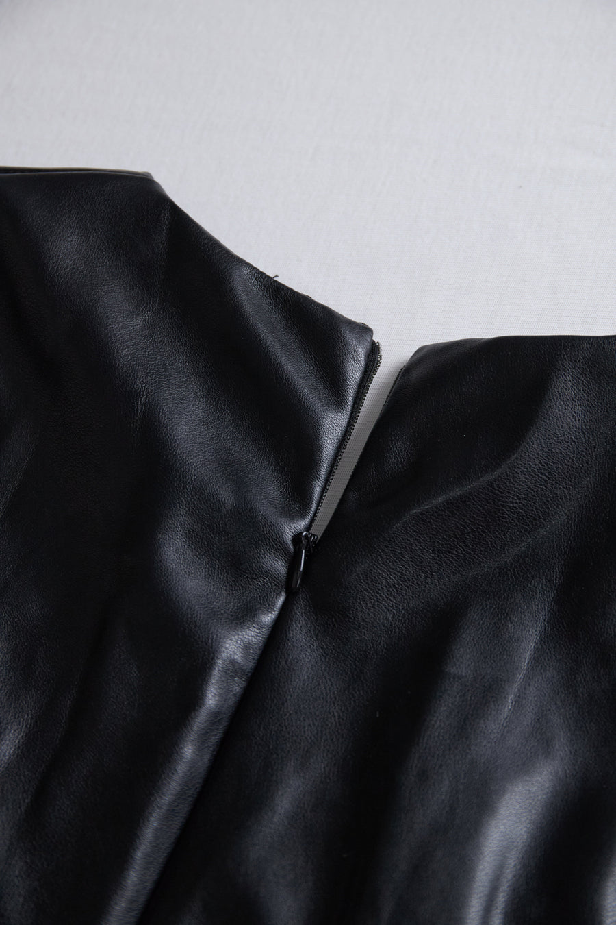 Sleek Black Faux Leather Wrap Mini Dress HWT