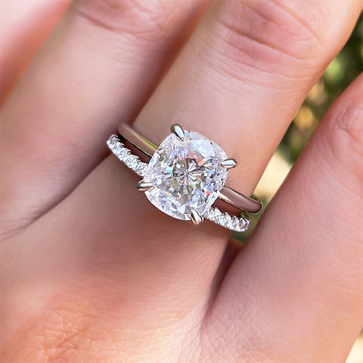 Classic Cushion Cut Bridal Set In Sterling Silver Shineofdiamond