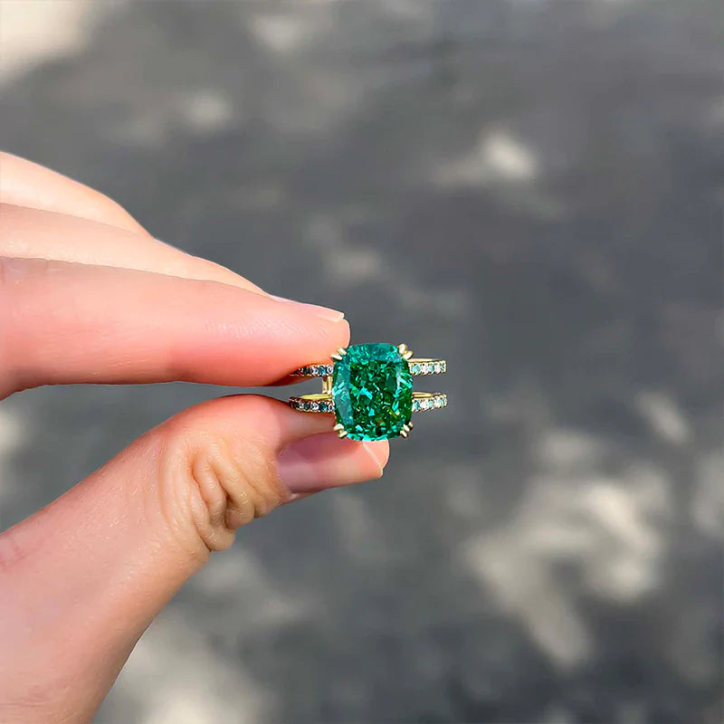 Paraiba Tourmaline Double Hollow Band Engagement Ring In Sterling Silver Shineofdiamond