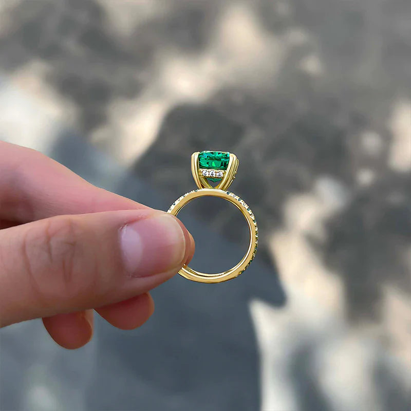 Paraiba Tourmaline Double Hollow Band Engagement Ring In Sterling Silver Shineofdiamond