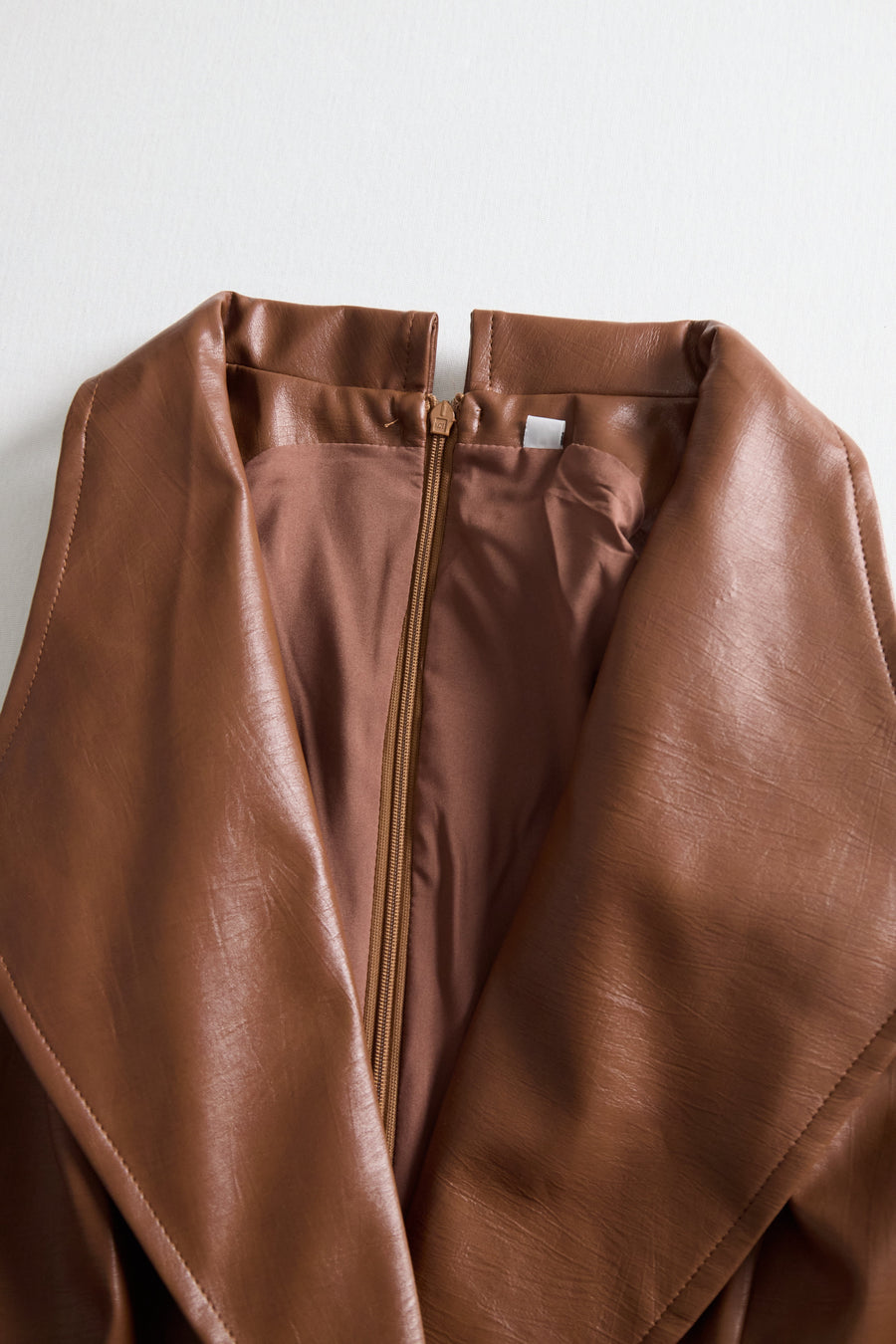 Caramel Faux Leather Sleeveless Midi Dress with Belt HWT