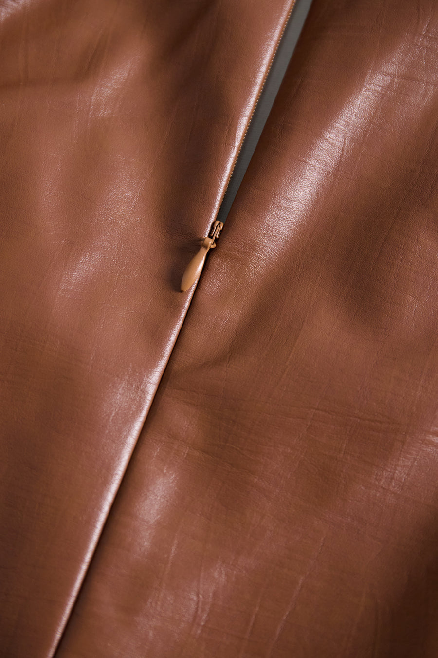 Caramel Faux Leather Sleeveless Midi Dress with Belt HWT