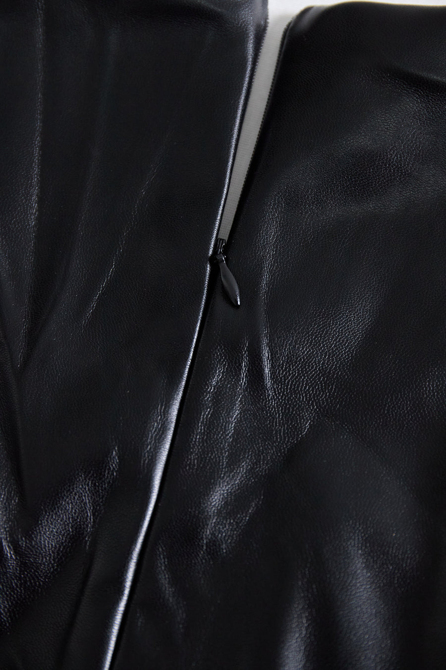 Sleek Black Faux Leather Sleeveless Midi Dress HWT