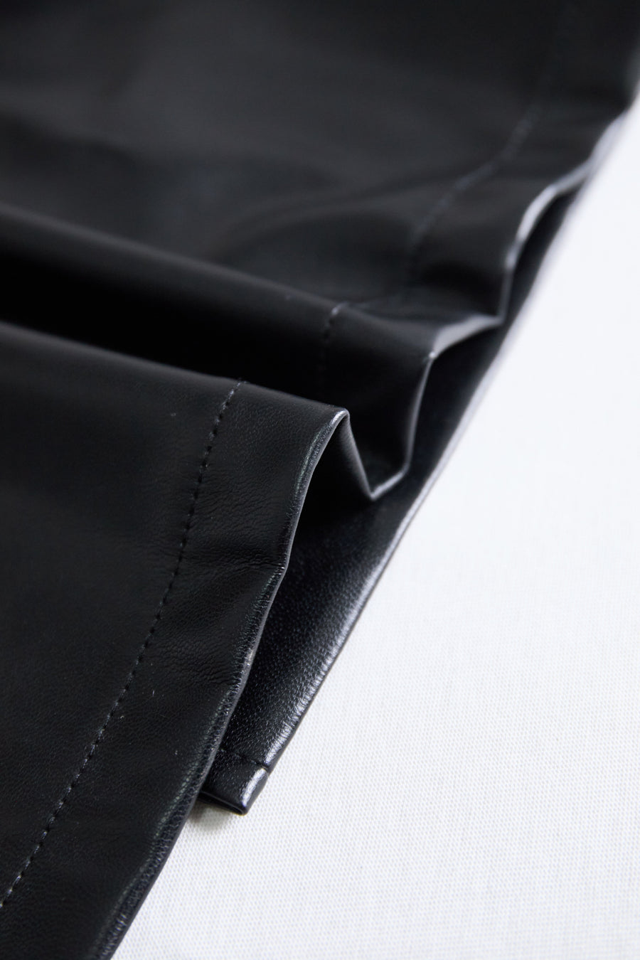 Sleek Black Faux Leather Sleeveless Midi Dress HWT