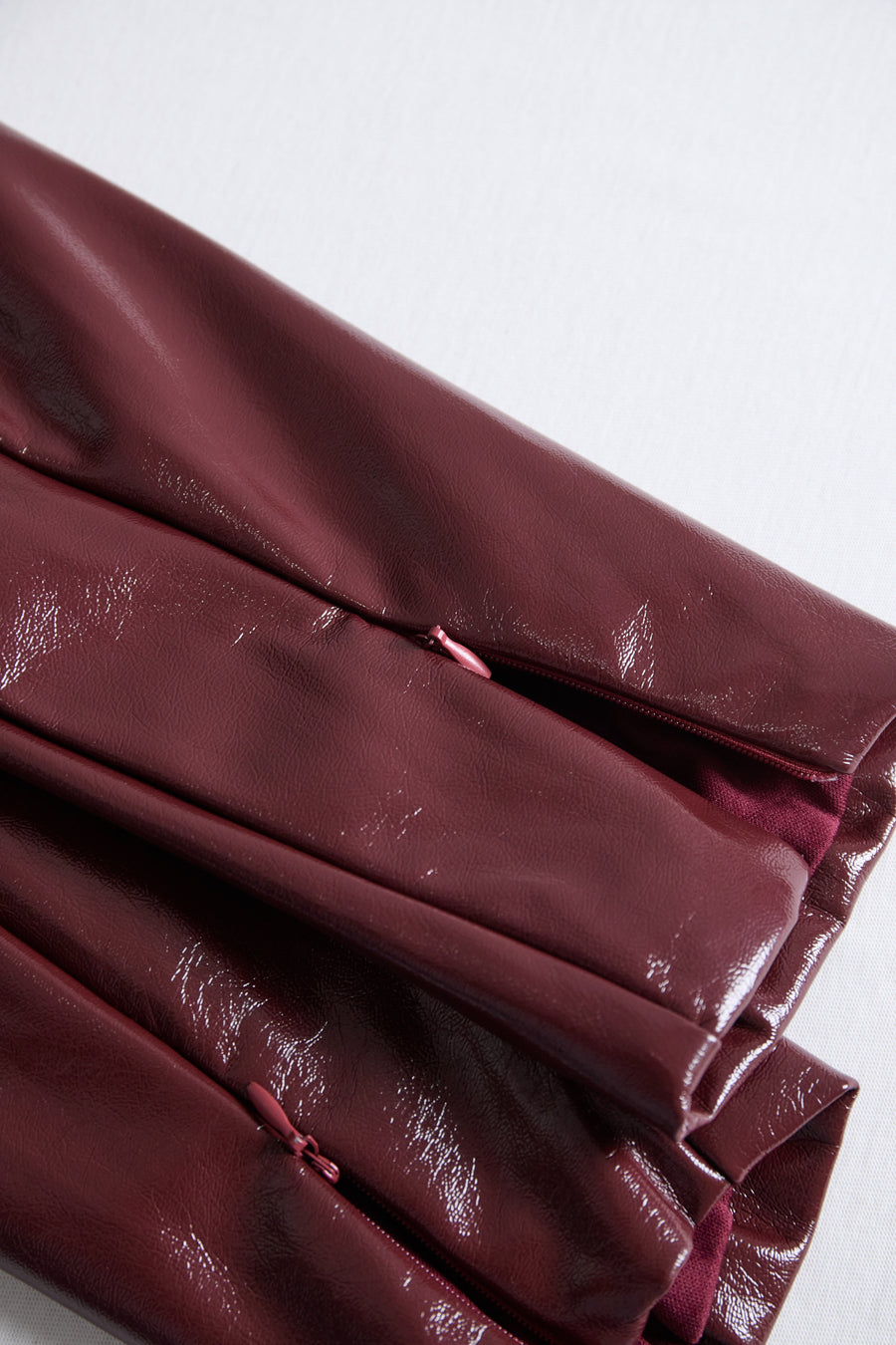 Burgundy Faux Leather Bodycon Midi Dress HWT