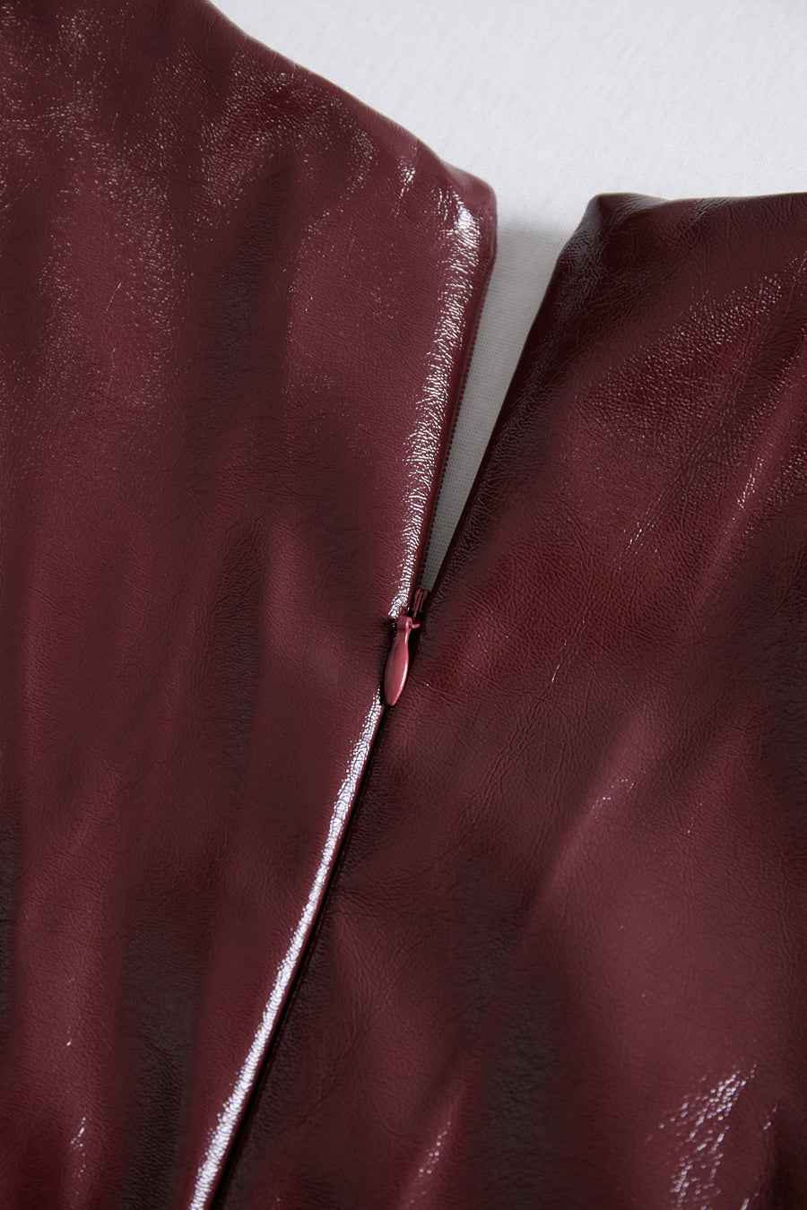 Burgundy Faux Leather Bodycon Midi Dress HWT