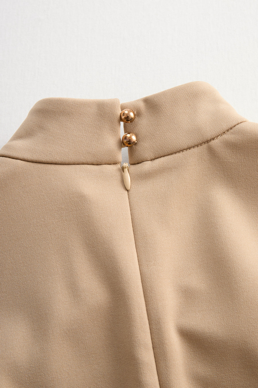 Sophisticated Beige Belted Dress SN