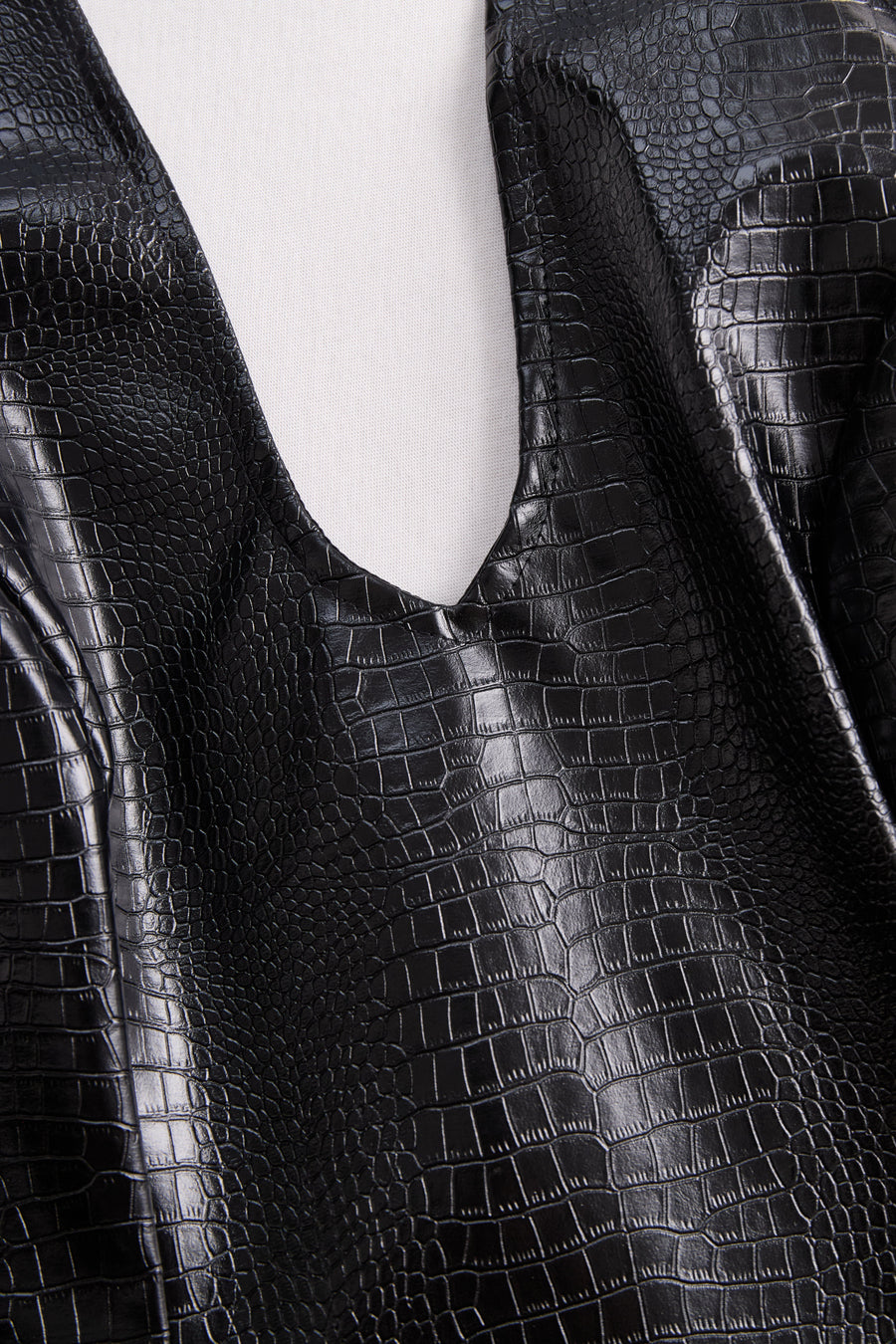 Chic Croc-Effect Faux Leather Halter Mini Dress HWT