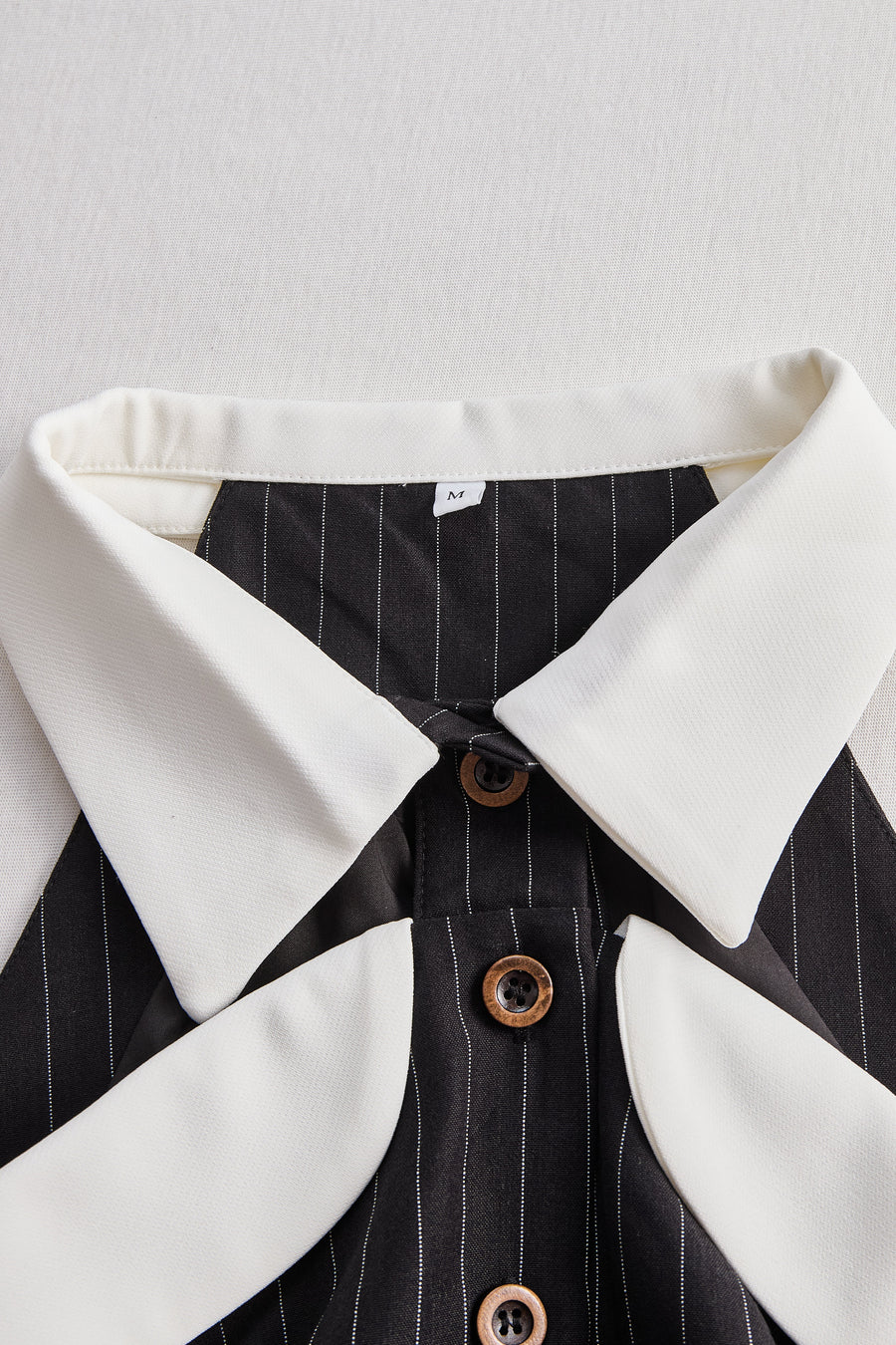 Pinstripe Top With Contrast Collar And Button Front HWT