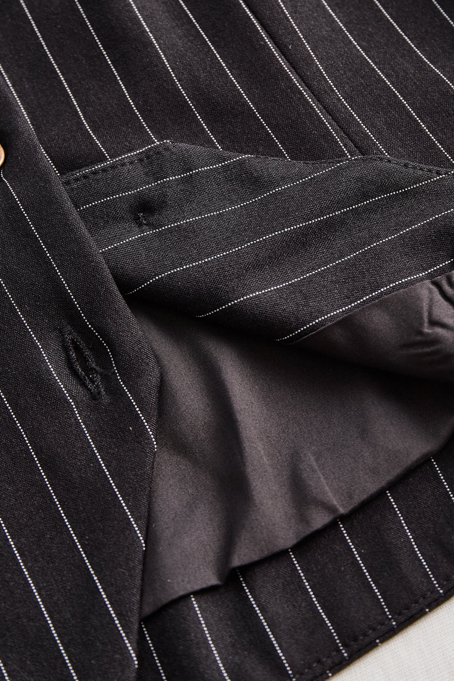 Pinstripe Top With Contrast Collar And Button Front HWT