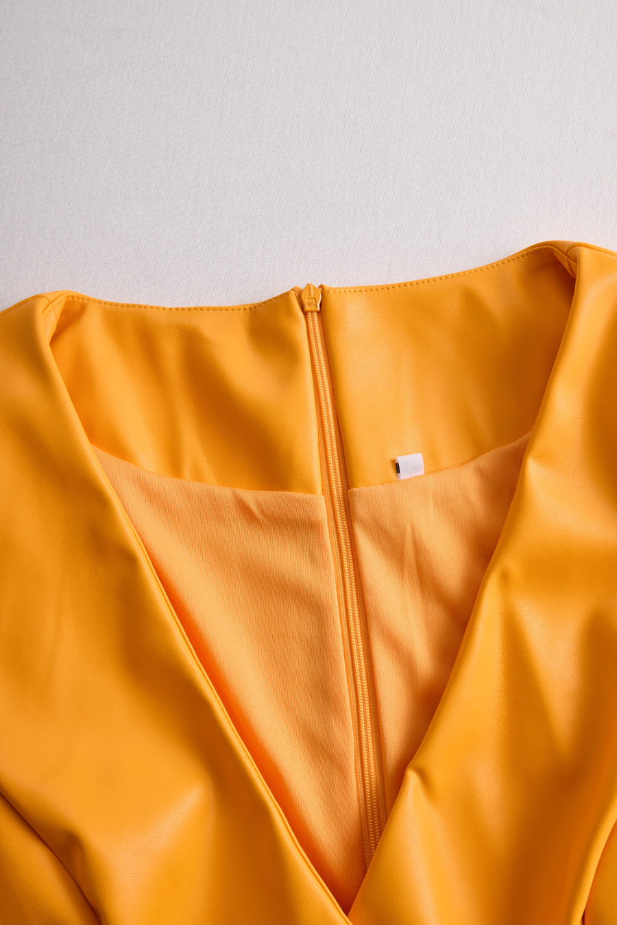 Bright Orange Faux Leather Bodycon Dress HWT