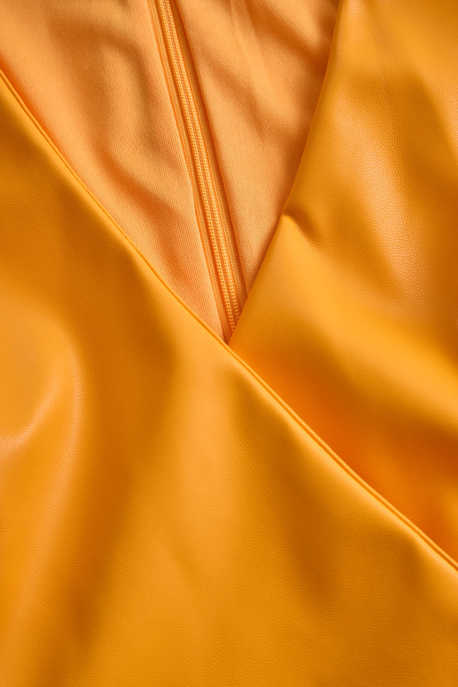 Bright Orange Faux Leather Bodycon Dress HWT