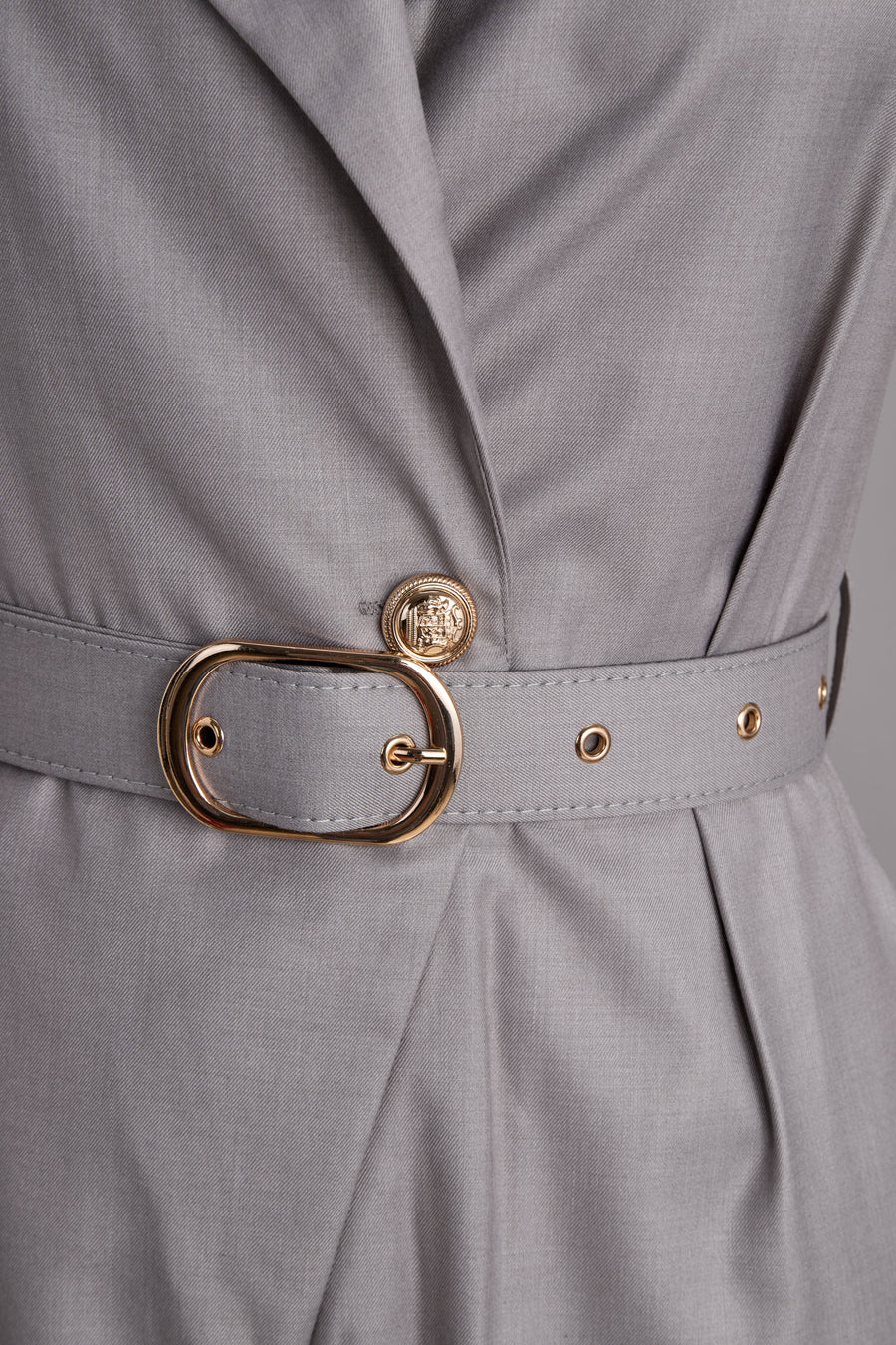 Sophisticated Plain Belted Sleeveless Romper HWT
