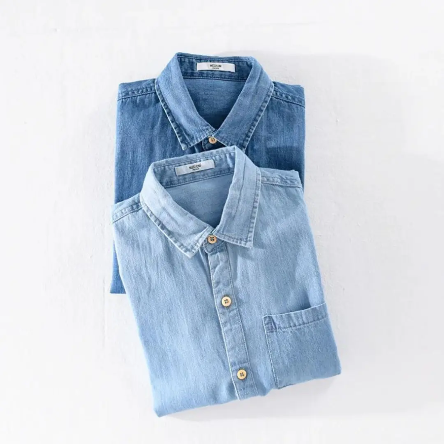 Indigo Denim Point Collar - Shirt CAAYWORLD