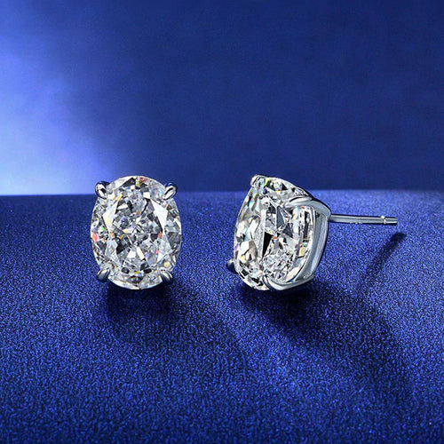 Classic Oval Cut Sterling Silver Stud Earrings Shineofdiamond