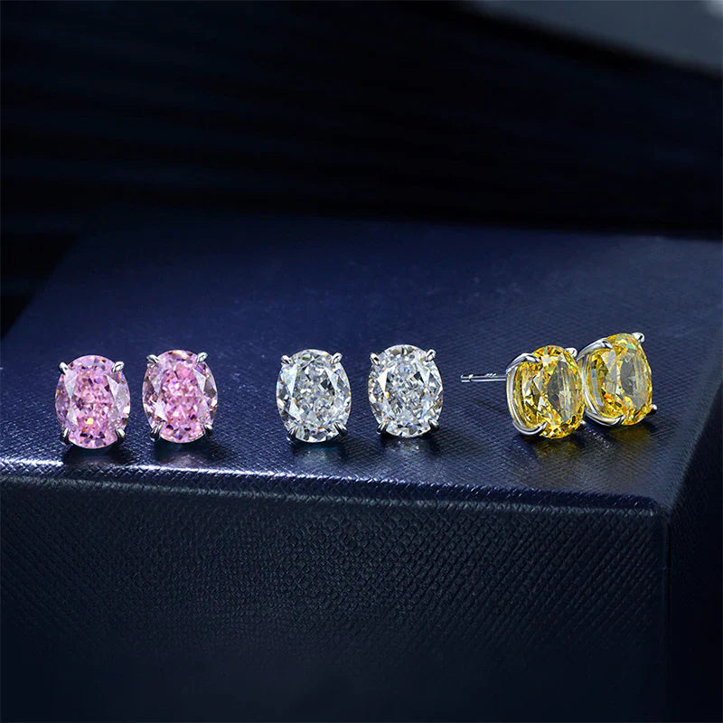 Classic Oval Cut Sterling Silver Stud Earrings Shineofdiamond