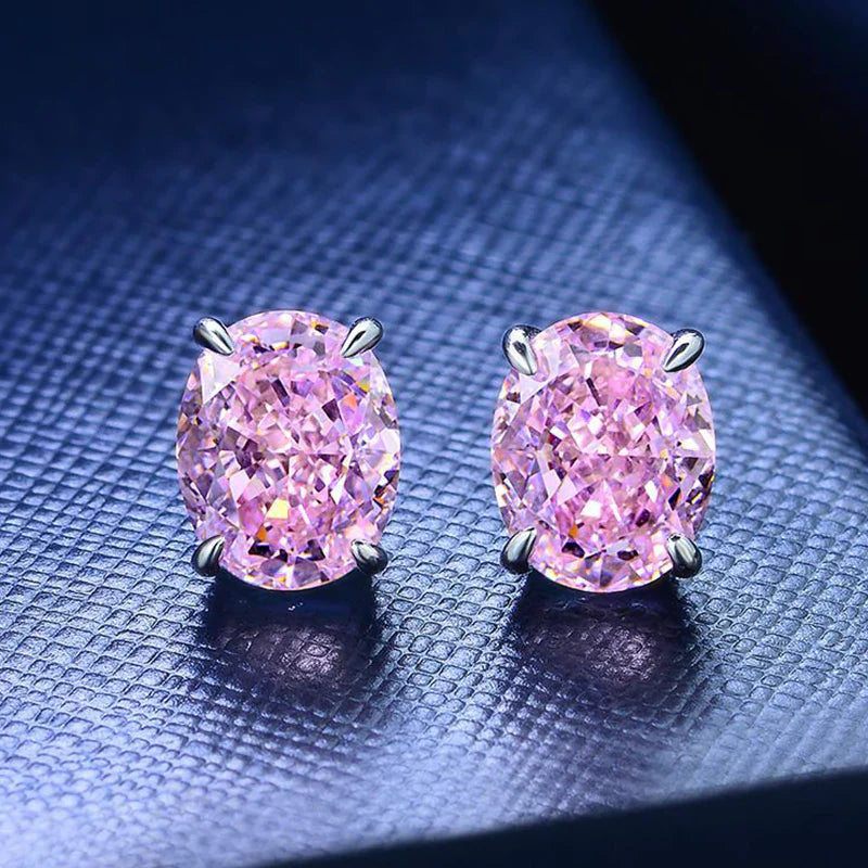 Classic Oval Cut Sterling Silver Stud Earrings Shineofdiamond