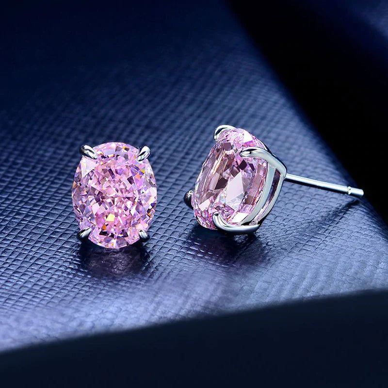 Classic Oval Cut Sterling Silver Stud Earrings Shineofdiamond