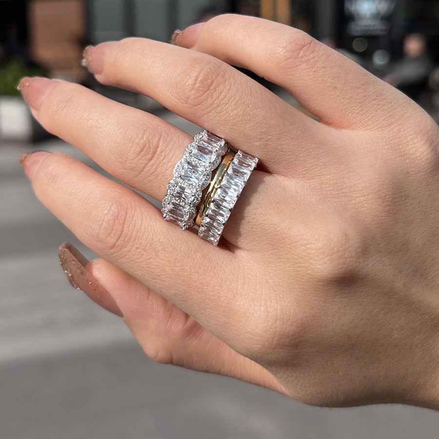 Gorgeous 3PCS Wedding Band Set In Sterling Silver shineofdiamond