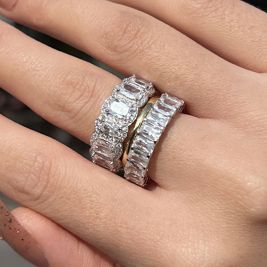 Gorgeous 3PCS Wedding Band Set In Sterling Silver shineofdiamond