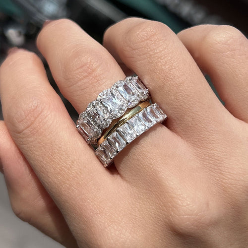 Gorgeous 3PCS Wedding Band Set In Sterling Silver shineofdiamond