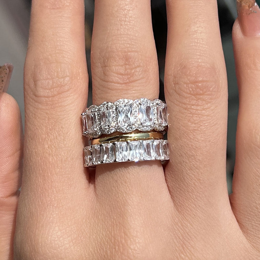 Gorgeous 3PCS Wedding Band Set In Sterling Silver shineofdiamond