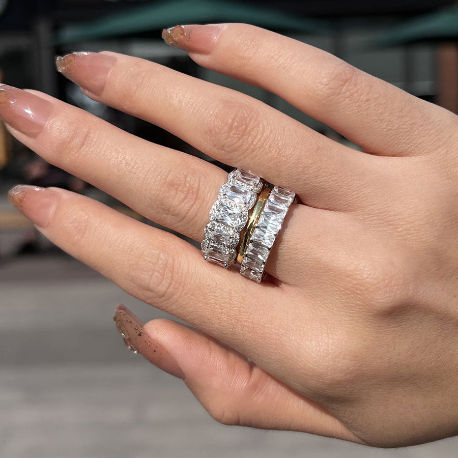Gorgeous 3PCS Wedding Band Set In Sterling Silver shineofdiamond