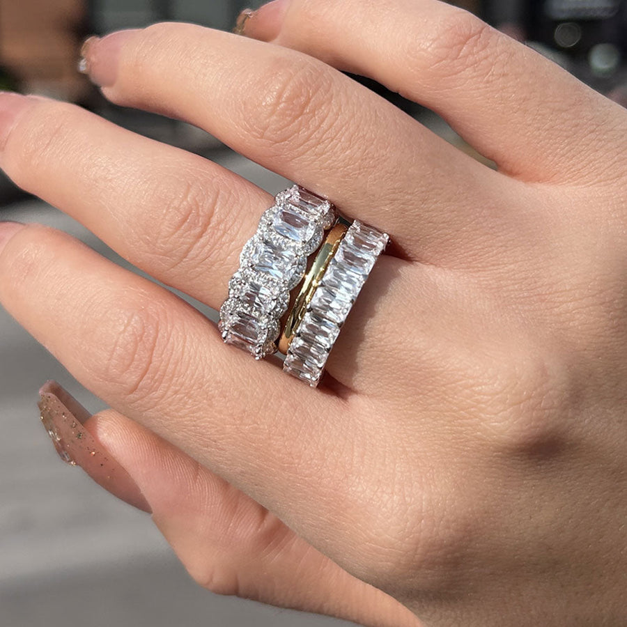 Gorgeous 3PCS Wedding Band Set In Sterling Silver shineofdiamond