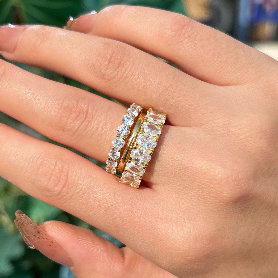 Luxury Oval Cut Wedding Band 3PCS Set In Sterling Silver Shineofidamond