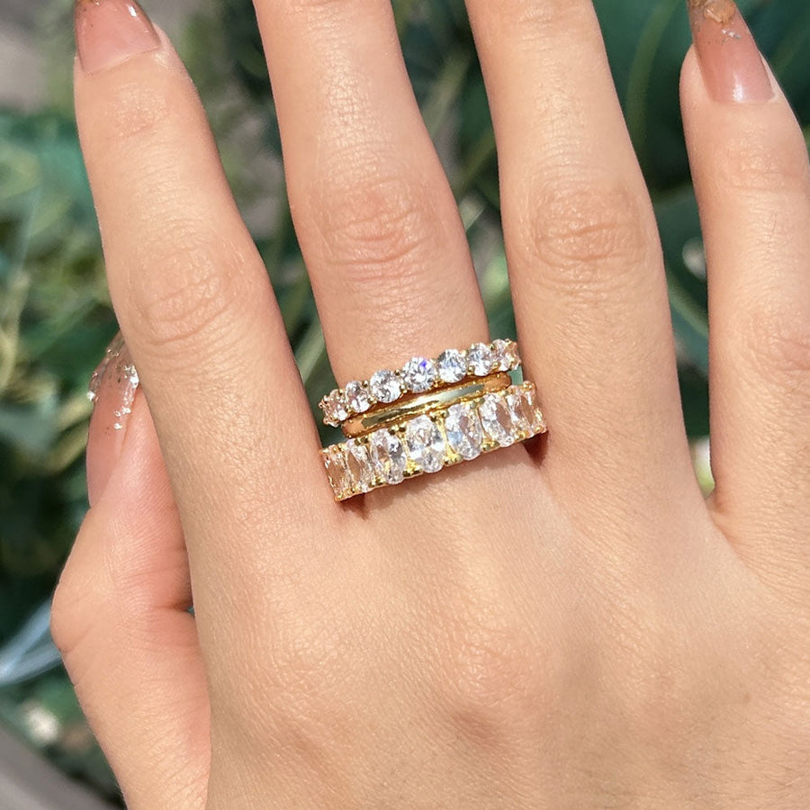 Luxury Oval Cut Wedding Band 3PCS Set In Sterling Silver Shineofidamond