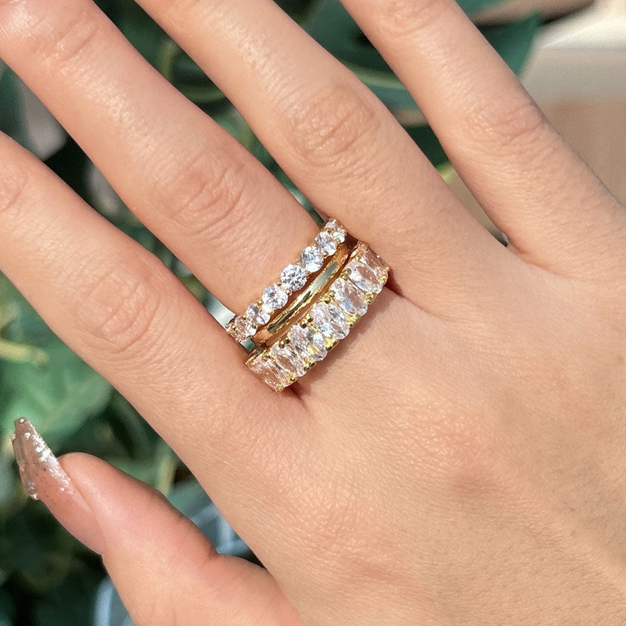 Luxury Oval Cut Wedding Band 3PCS Set In Sterling Silver Shineofidamond