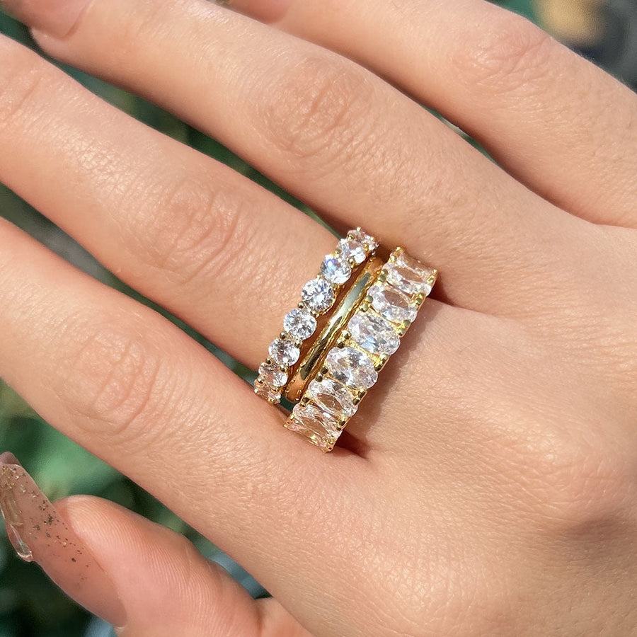 Luxury Oval Cut Wedding Band 3PCS Set In Sterling Silver Shineofidamond