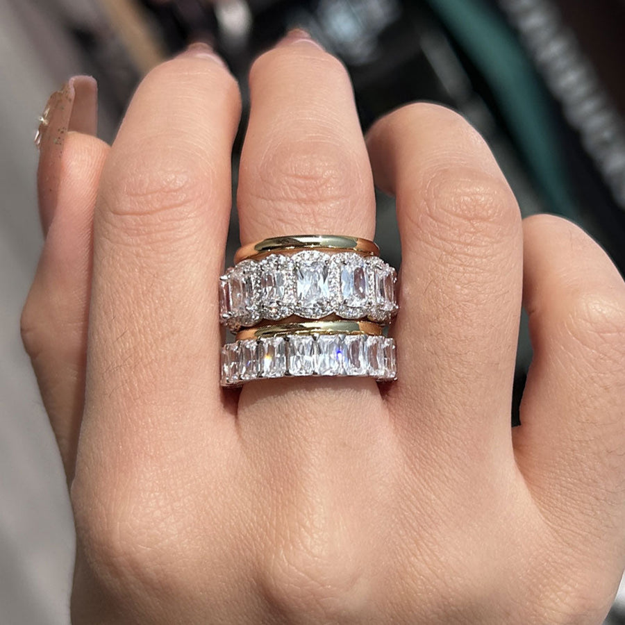 Luxurious 4PCS Wedding Band Set For Women In Sterling Silver shineofdiamond