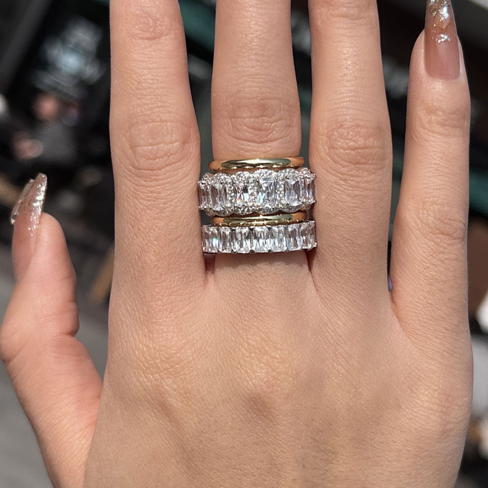 Luxurious 4PCS Wedding Band Set For Women In Sterling Silver shineofdiamond