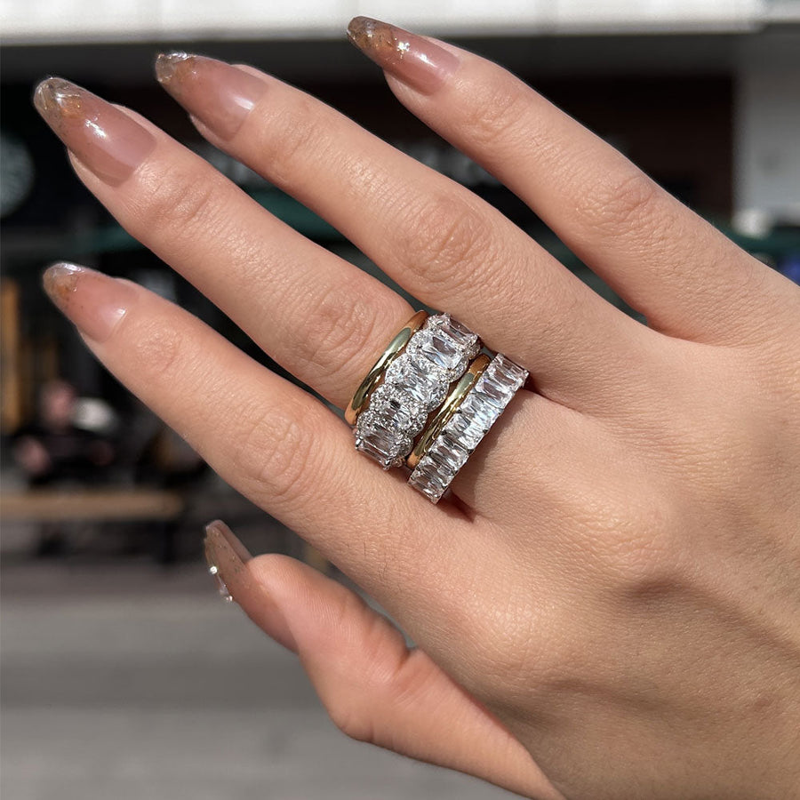 Luxurious 4PCS Wedding Band Set For Women In Sterling Silver shineofdiamond