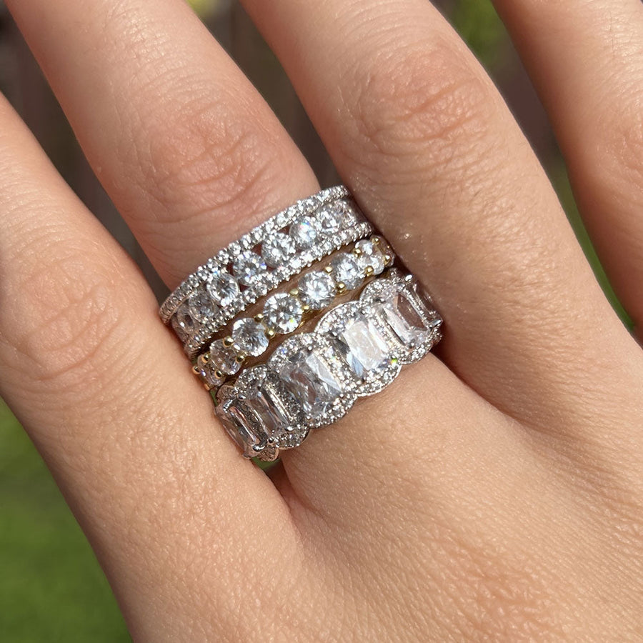Luxurious 3PCS Wedding Band Set For Women In Sterling Silver shineofdiamond