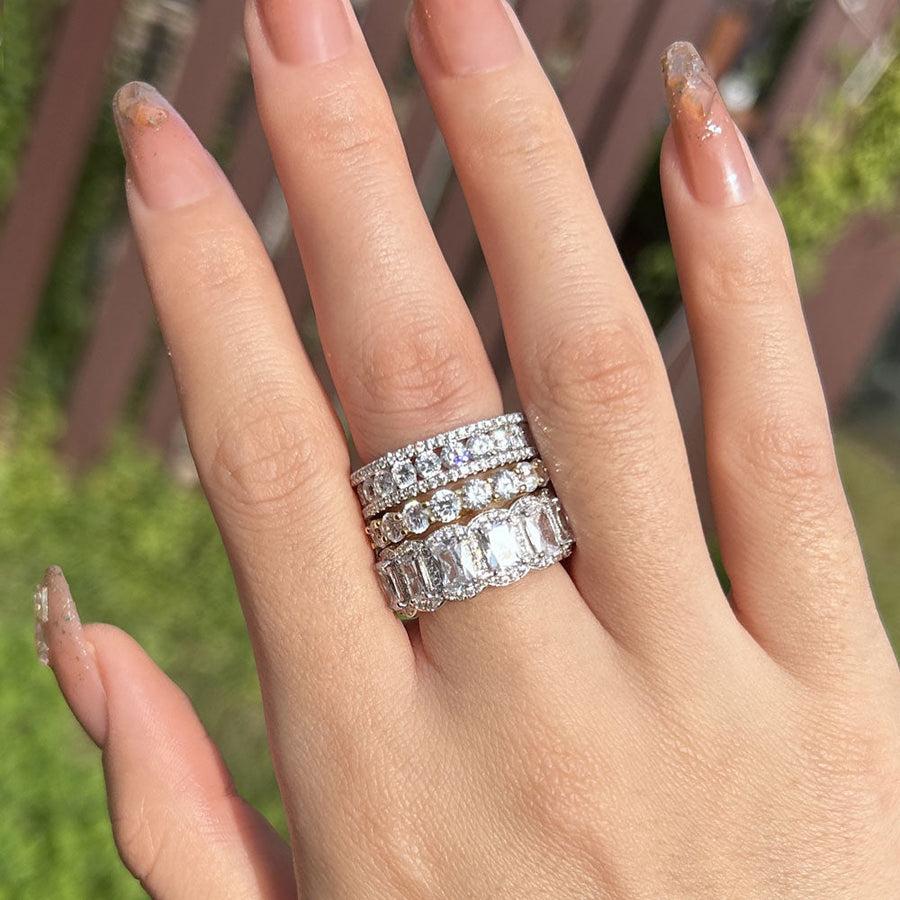 Luxurious 3PCS Wedding Band Set For Women In Sterling Silver shineofdiamond