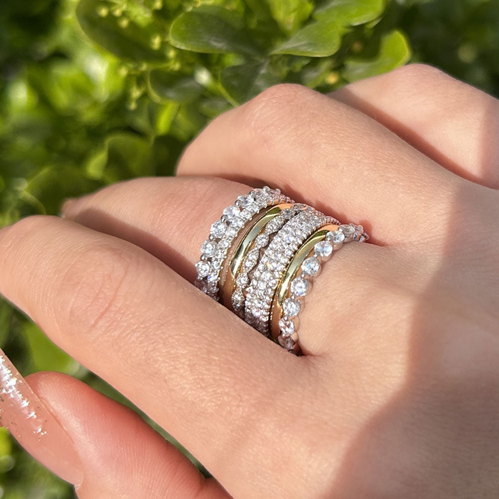 Stunning 6PCS Sterling Silver Wedding Band Set shineofdiamond