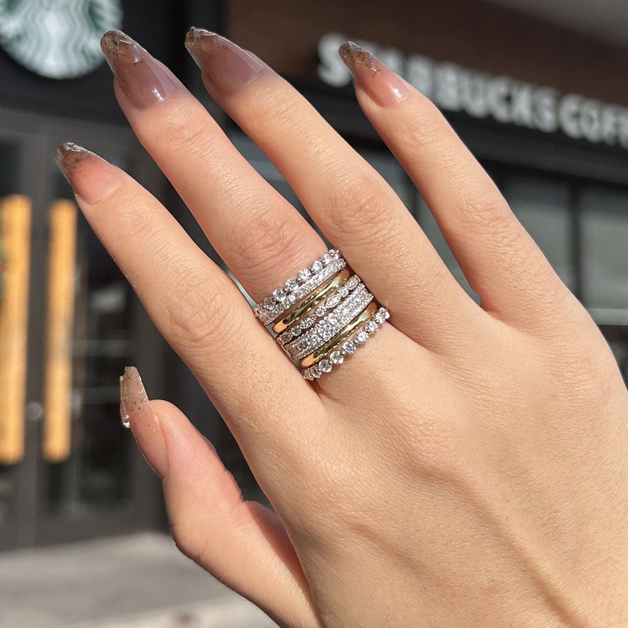 Stunning 6PCS Sterling Silver Wedding Band Set shineofdiamond