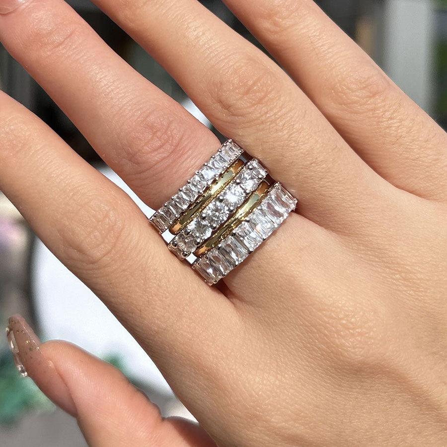 Stunning 5PCS Sterling Silver Wedding Band Set shineofdiamond