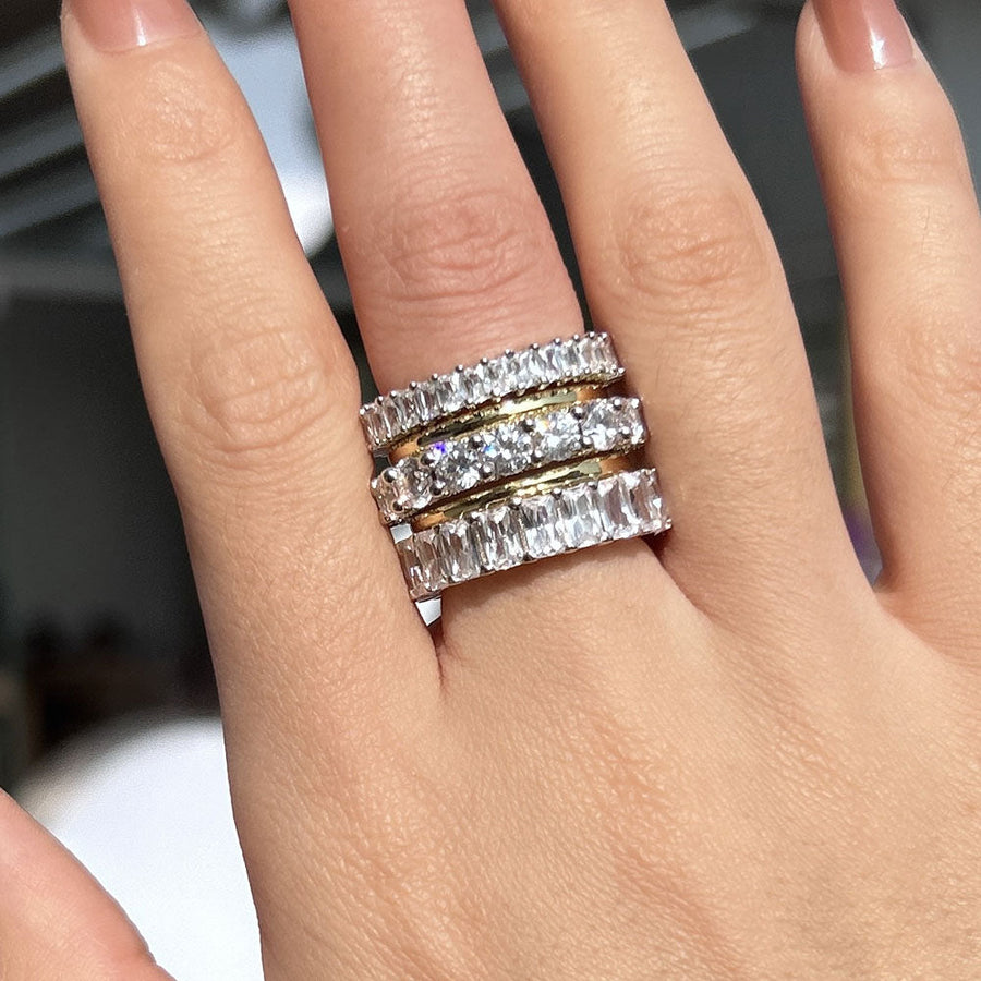 Stunning 5PCS Sterling Silver Wedding Band Set shineofdiamond