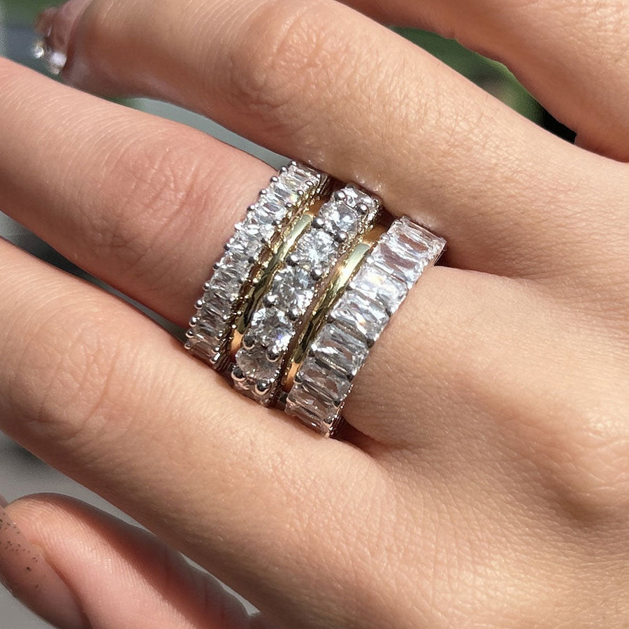 Stunning 5PCS Sterling Silver Wedding Band Set shineofdiamond