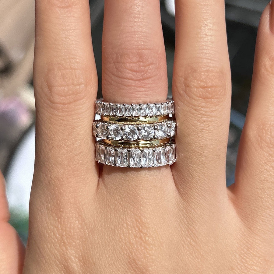 Stunning 5PCS Sterling Silver Wedding Band Set shineofdiamond