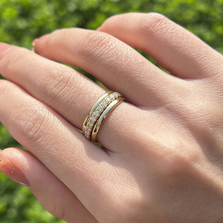 Exquisite 3PCS Yellow Gold Round Cut Sterling Silver Wedding Band shineofdiamond